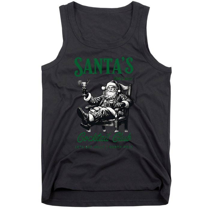 Santas Cocktail Club Vintage Santa Christmas Vibes Holiday Tank Top