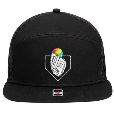 Snow Cone Catch Softball & Baseball Snowcone 7 Panel Mesh Trucker Snapback Hat