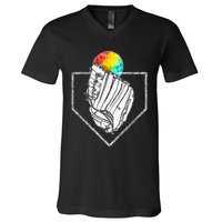 Snow Cone Catch Softball & Baseball Snowcone V-Neck T-Shirt