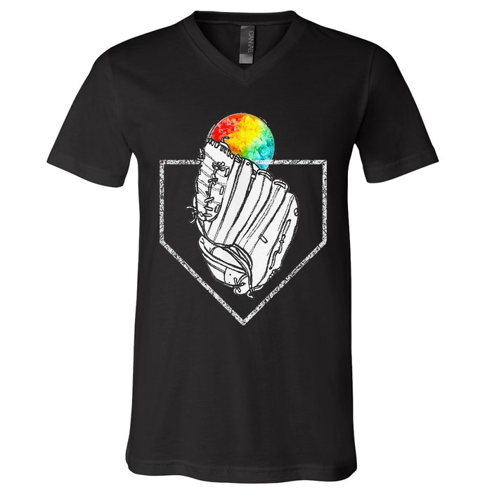 Snow Cone Catch Softball & Baseball Snowcone V-Neck T-Shirt