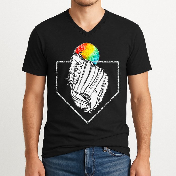 Snow Cone Catch Softball & Baseball Snowcone V-Neck T-Shirt