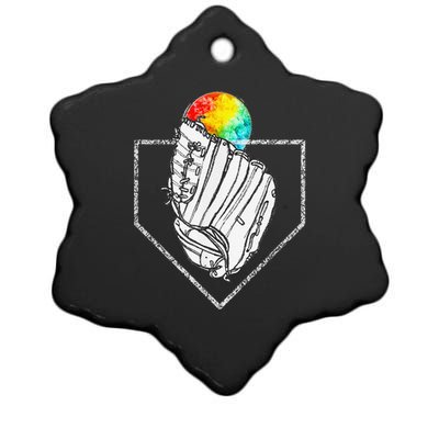 Snow Cone Catch Softball & Baseball Snowcone Ceramic Star Ornament