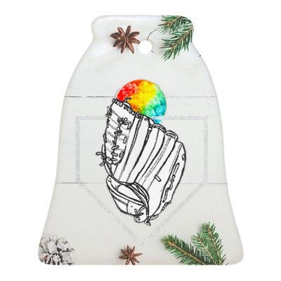 Snow Cone Catch Softball & Baseball Snowcone Ceramic Bell Ornament