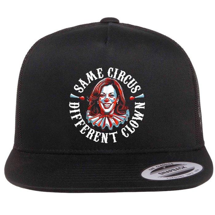 Same Circus Different Clown Anti Kamala Halloween 2024 Flat Bill Trucker Hat