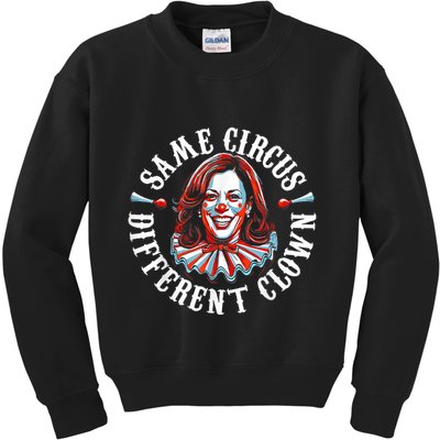Same Circus Different Clown Anti Kamala Halloween 2024 Kids Sweatshirt