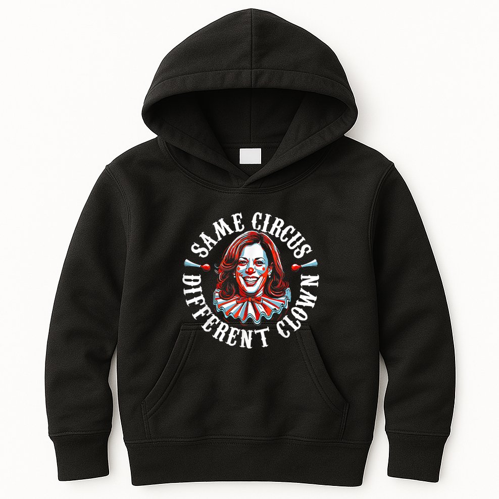 Same Circus Different Clown Anti Kamala Halloween 2024 Kids Hoodie