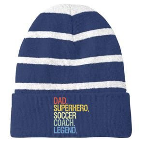 Soccer Coach Dad Striped Beanie with Solid Band