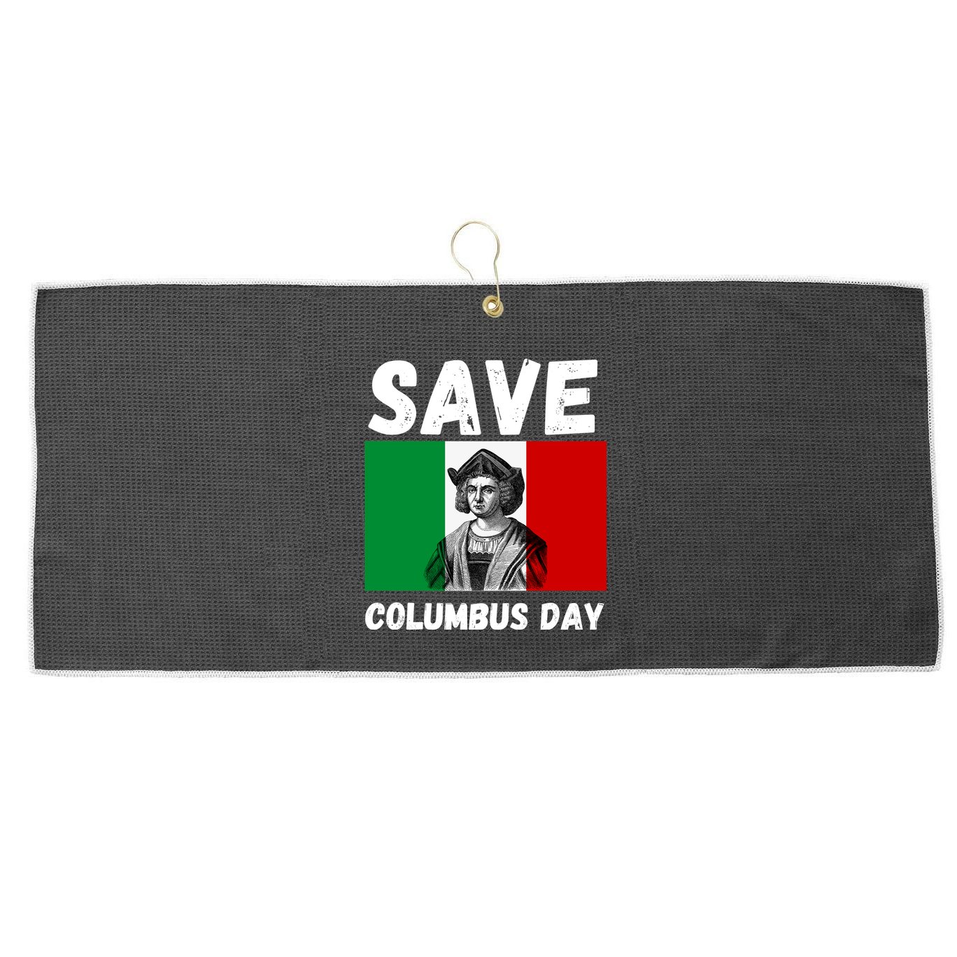 Save Columbus Day Italian Pride Large Microfiber Waffle Golf Towel
