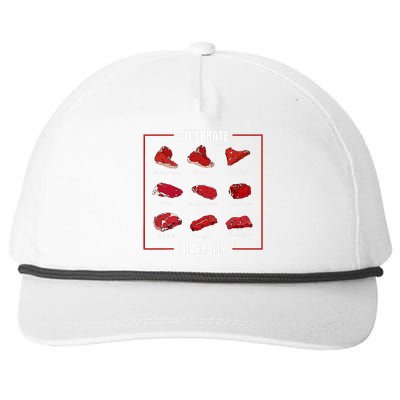 Steak Celebrate Diversity Types Of Steak Lovers Snapback Five-Panel Rope Hat