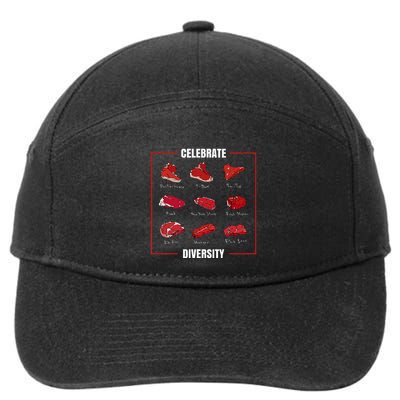 Steak Celebrate Diversity Types Of Steak Lovers 7-Panel Snapback Hat