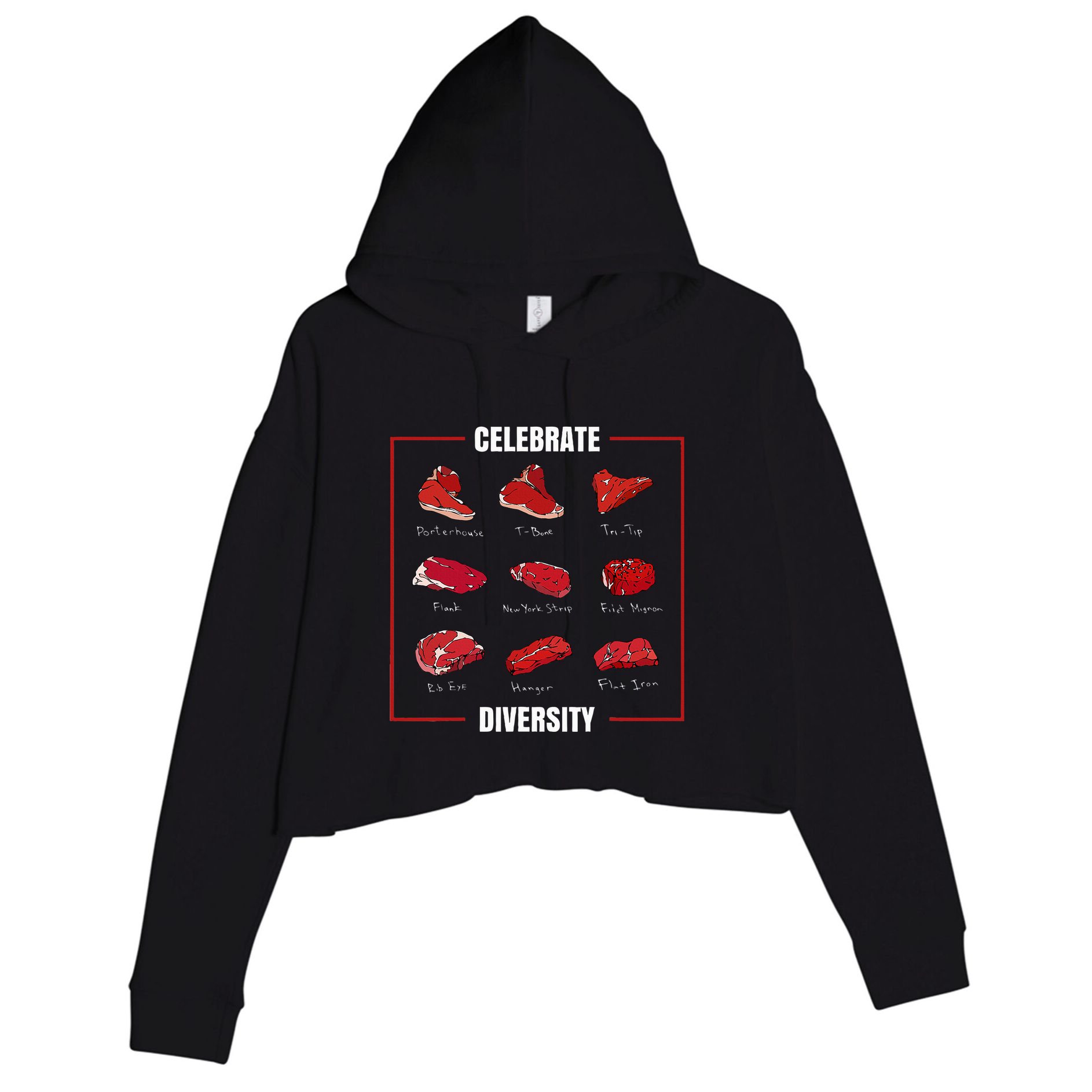 Steak Celebrate Diversity Types Of Steak Lovers Crop Fleece Hoodie