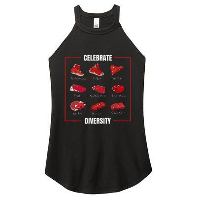 Steak Celebrate Diversity Types Of Steak Lovers Women's Perfect Tri Rocker Tank