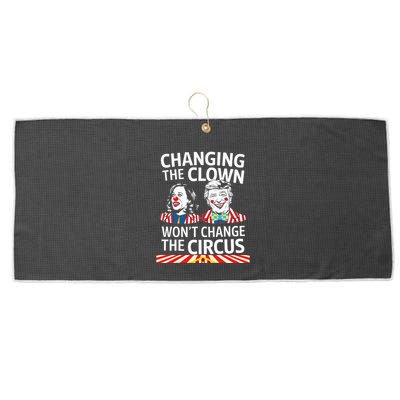 Same Circus Different Clown Political Kamala And Trump Large Microfiber Waffle Golf Towel