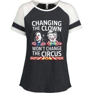 Same Circus Different Clown Political Kamala And Trump Enza Ladies Jersey Colorblock Tee