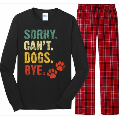 Sorry Cant Dogs Bye Vintage Retro Dogs Lover Long Sleeve Pajama Set