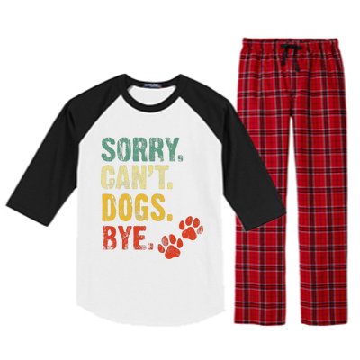 Sorry Cant Dogs Bye Vintage Retro Dogs Lover Raglan Sleeve Pajama Set