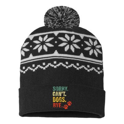 Sorry Cant Dogs Bye Vintage Retro Dogs Lover USA-Made Snowflake Beanie