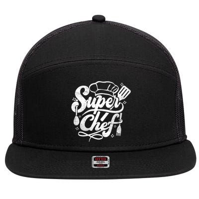 Super Chef Design Cooking Food Kitchen Sous Chef Gift 7 Panel Mesh Trucker Snapback Hat