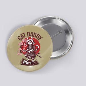 Samurai Cat Daddy Kitten Dad Funny Japanese Anime Father Day Button