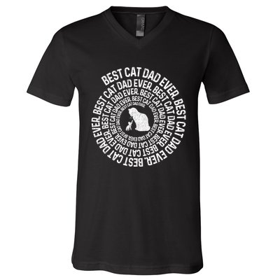 Spiral Cat Dad Best Cat Ever Spiral Vintage Fathers Day V-Neck T-Shirt