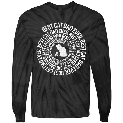 Spiral Cat Dad Best Cat Ever Spiral Vintage Fathers Day Tie-Dye Long Sleeve Shirt