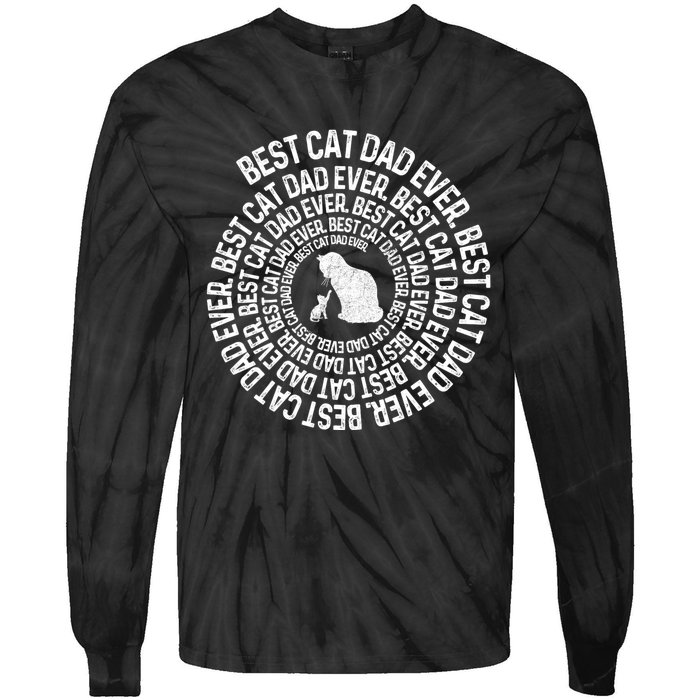 Spiral Cat Dad Best Cat Ever Spiral Vintage Fathers Day Tie-Dye Long Sleeve Shirt