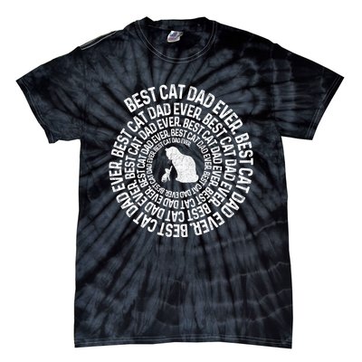 Spiral Cat Dad Best Cat Ever Spiral Vintage Fathers Day Tie-Dye T-Shirt