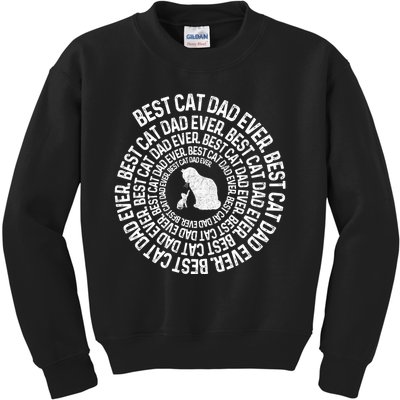 Spiral Cat Dad Best Cat Ever Spiral Vintage Fathers Day Kids Sweatshirt