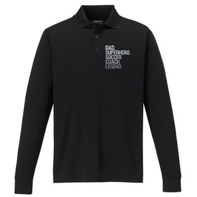 Soccer Coach Dad Performance Long Sleeve Polo