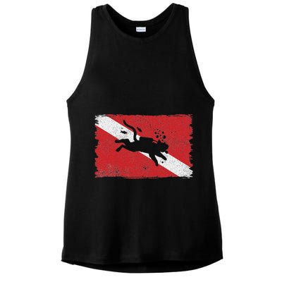 Scuba Cat Diving Flag Vintage Cats Diver Dive Funny Minimal Ladies PosiCharge Tri-Blend Wicking Tank