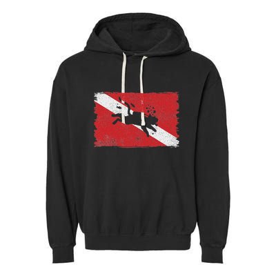 Scuba Cat Diving Flag Vintage Cats Diver Dive Funny Minimal Garment-Dyed Fleece Hoodie
