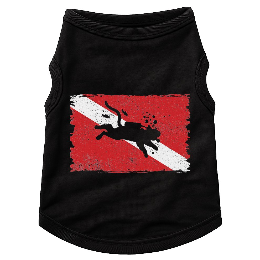 Scuba Cat Diving Flag Vintage Cats Diver Dive Funny Minimal Doggie Tank