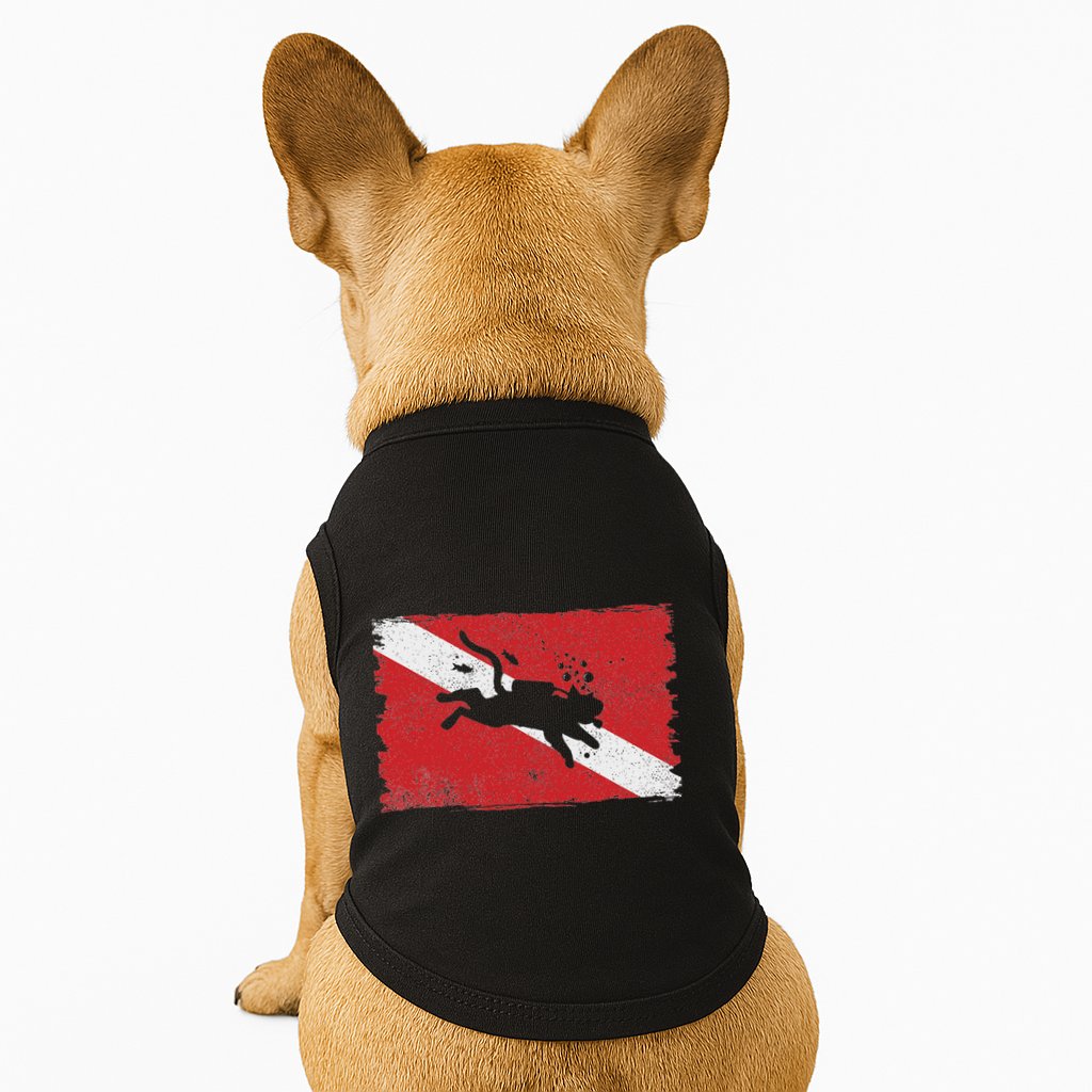Scuba Cat Diving Flag Vintage Cats Diver Dive Funny Minimal Doggie Tank