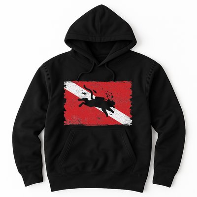 Scuba Cat Diving Flag Vintage Cats Diver Dive Funny Minimal Hoodie