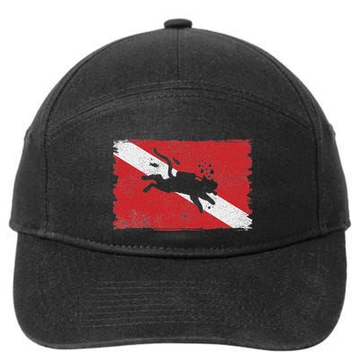 Scuba Cat Diving Flag Vintage Cats Diver Dive Funny Minimal 7-Panel Snapback Hat