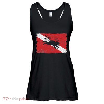 Scuba Cat Diving Flag Vintage Cats Diver Dive Funny Minimal Ladies Essential Flowy Tank