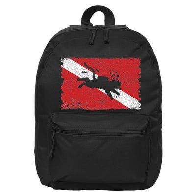 Scuba Cat Diving Flag Vintage Cats Diver Dive Funny Minimal 16 in Basic Backpack