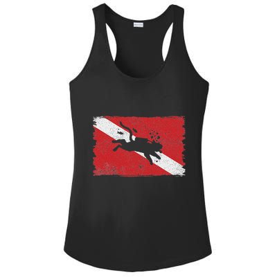Scuba Cat Diving Flag Vintage Cats Diver Dive Funny Minimal Ladies PosiCharge Competitor Racerback Tank