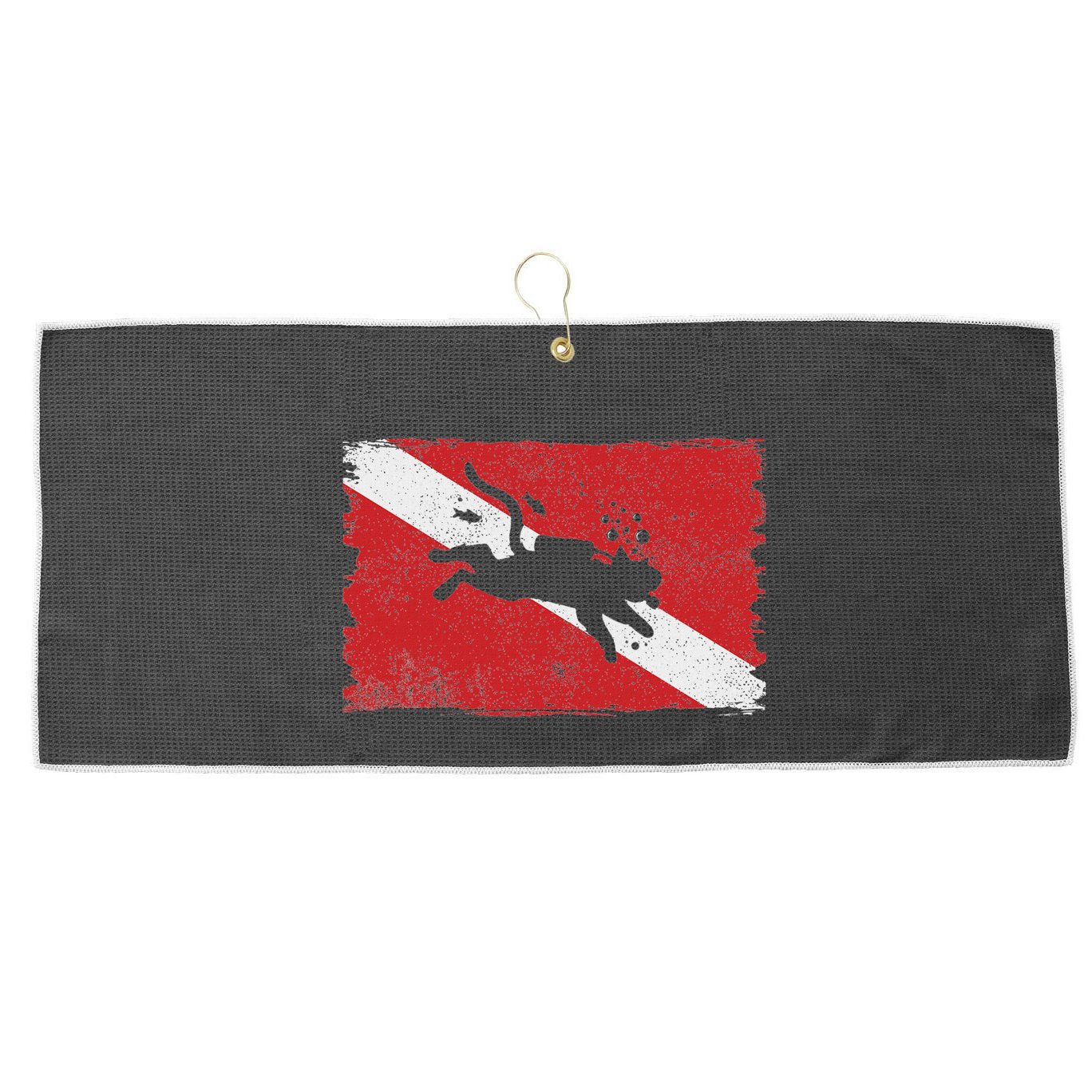 Scuba Cat Diving Flag Vintage Cats Diver Dive Funny Minimal Large Microfiber Waffle Golf Towel