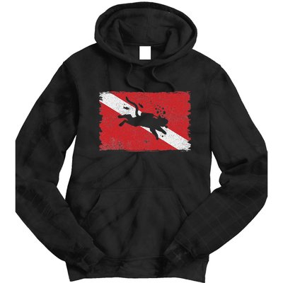 Scuba Cat Diving Flag Vintage Cats Diver Dive Funny Minimal Tie Dye Hoodie
