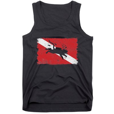 Scuba Cat Diving Flag Vintage Cats Diver Dive Funny Minimal Tank Top