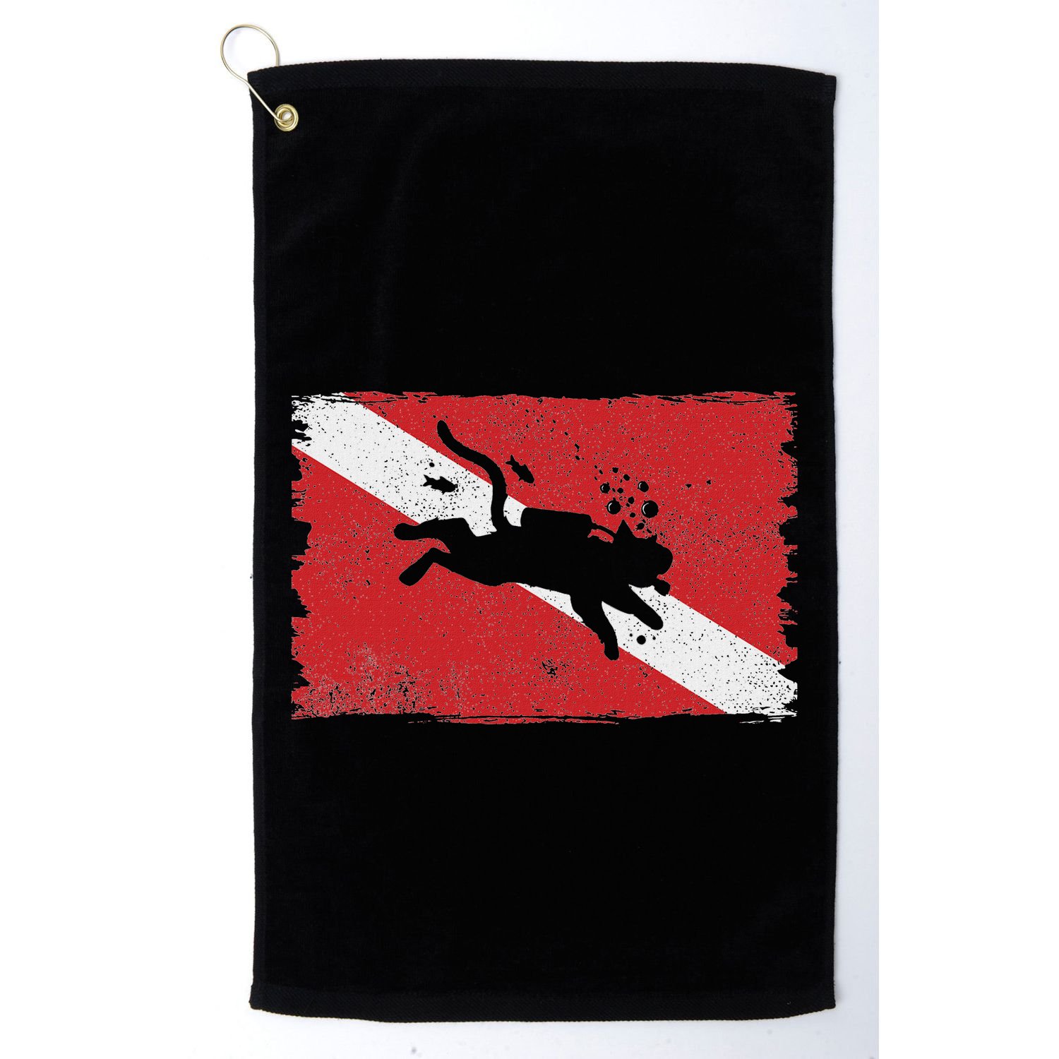 Scuba Cat Diving Flag Vintage Cats Diver Dive Funny Minimal Golf Towel