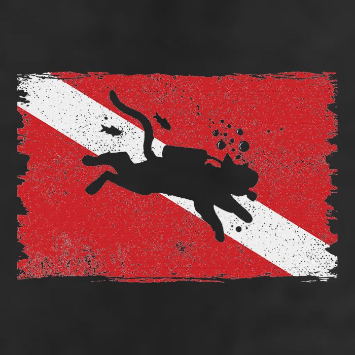 Scuba Cat Diving Flag Vintage Cats Diver Dive Funny Minimal Golf Towel