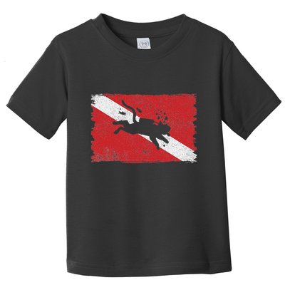 Scuba Cat Diving Flag Vintage Cats Diver Dive Funny Minimal Toddler T-Shirt