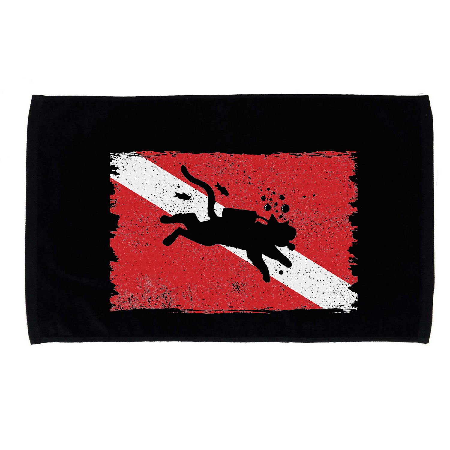 Scuba Cat Diving Flag Vintage Cats Diver Dive Funny Minimal Microfiber Hand Towel