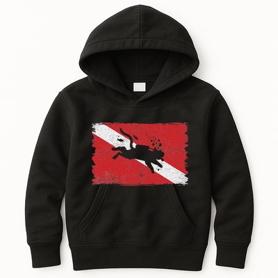 Scuba Cat Diving Flag Vintage Cats Diver Dive Funny Minimal Kids Hoodie