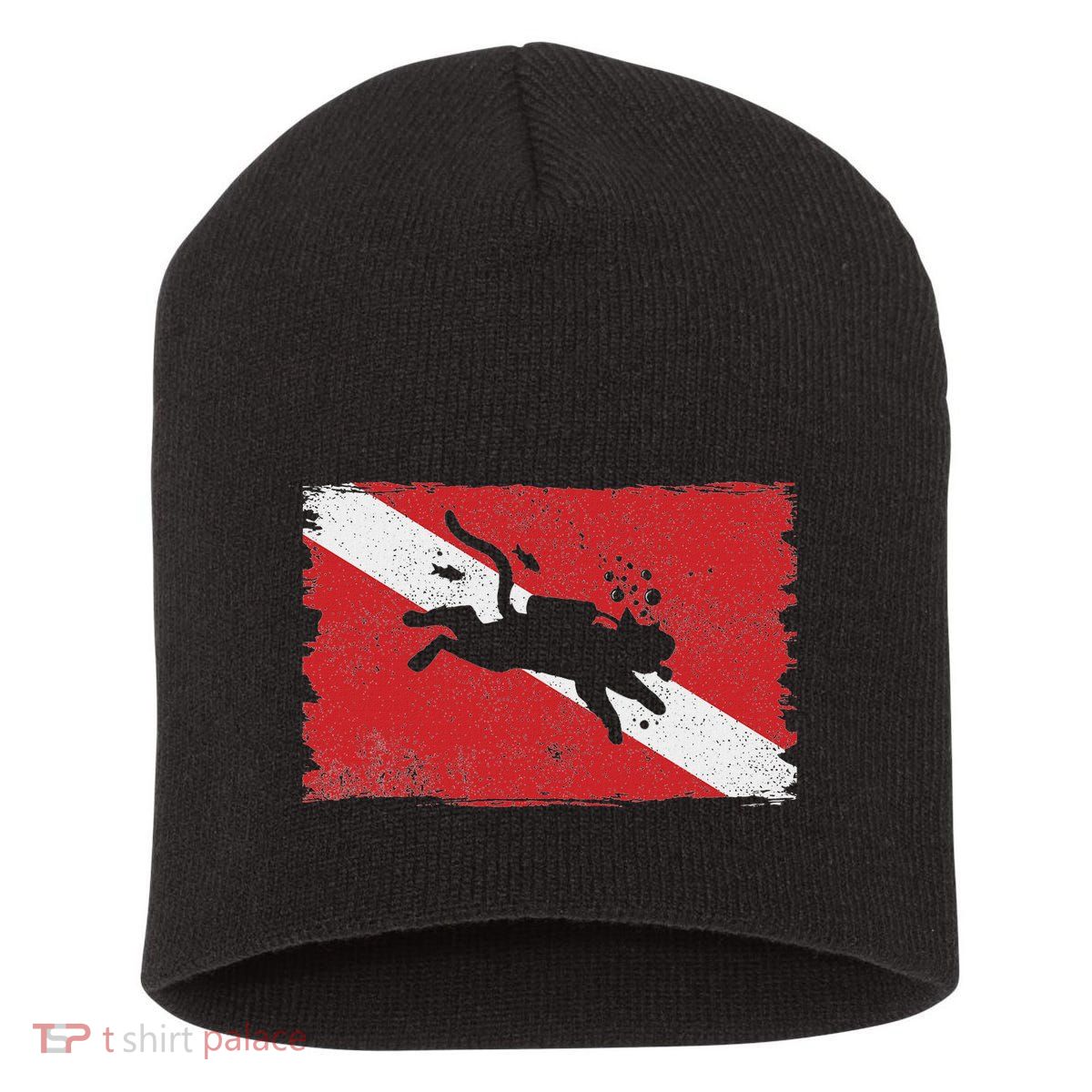 Scuba Cat Diving Flag Vintage Cats Diver Dive Funny Minimal Short Acrylic Beanie