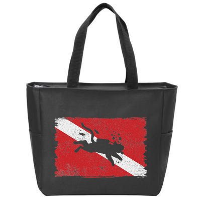 Scuba Cat Diving Flag Vintage Cats Diver Dive Funny Minimal Zip Tote Bag