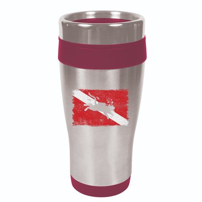 Scuba Cat Diving Flag Vintage Cats Diver Dive Funny Minimal 16oz Travel Tumbler
