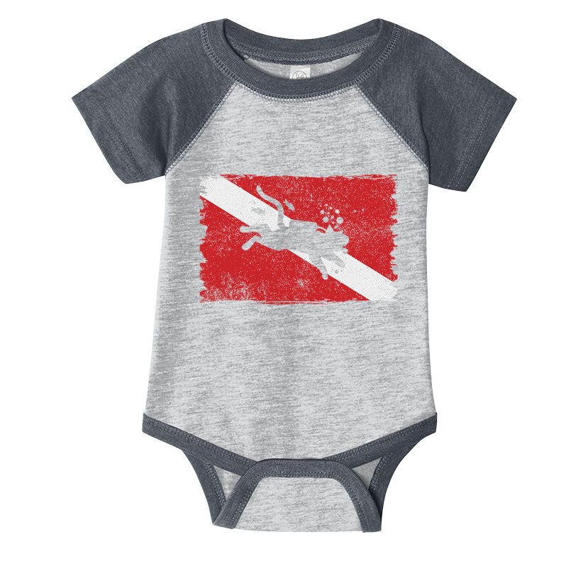 Scuba Cat Diving Flag Vintage Cats Diver Dive Funny Minimal Infant Baby Jersey Bodysuit